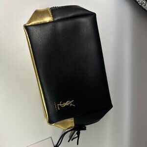 Yves saint laurent beaute ysl black gold makeup bag cosmetic pouch clutch